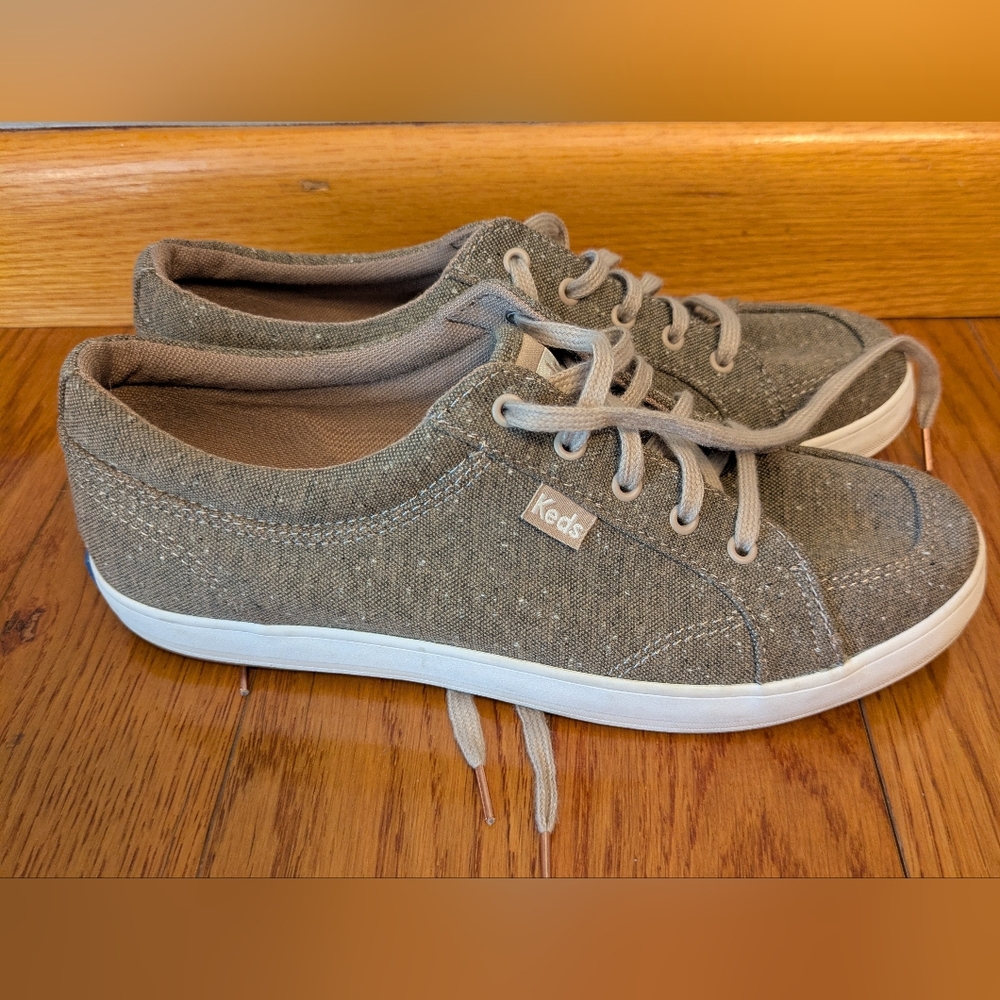 Keds Taupe Canvas Lace-Up Sneakers - Picture 5 of 7